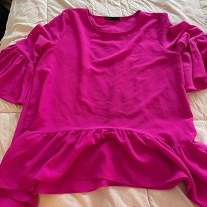 Gibson Ruffle Hem Neon Shirt Size S - Never Worn